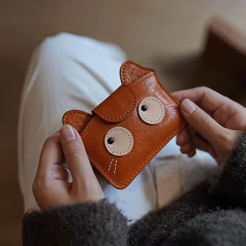 🐱Handmade Leather Cat Card Holder