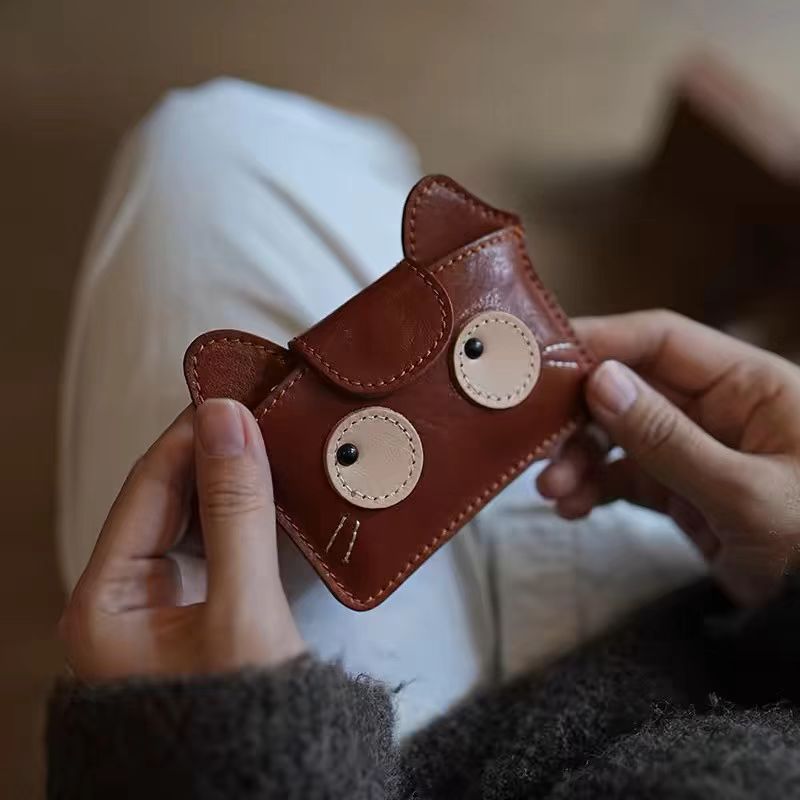 🐱Handmade Leather Cat Card Holder