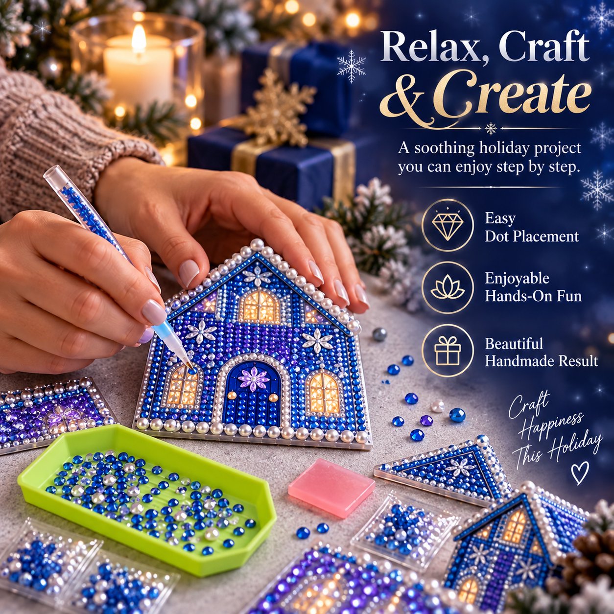 Christmas Gem Art DIY Craft Process