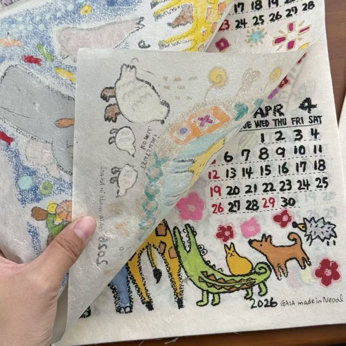 🗓️2026 Hand-Drawn Doodle Illustration Desk Calendar