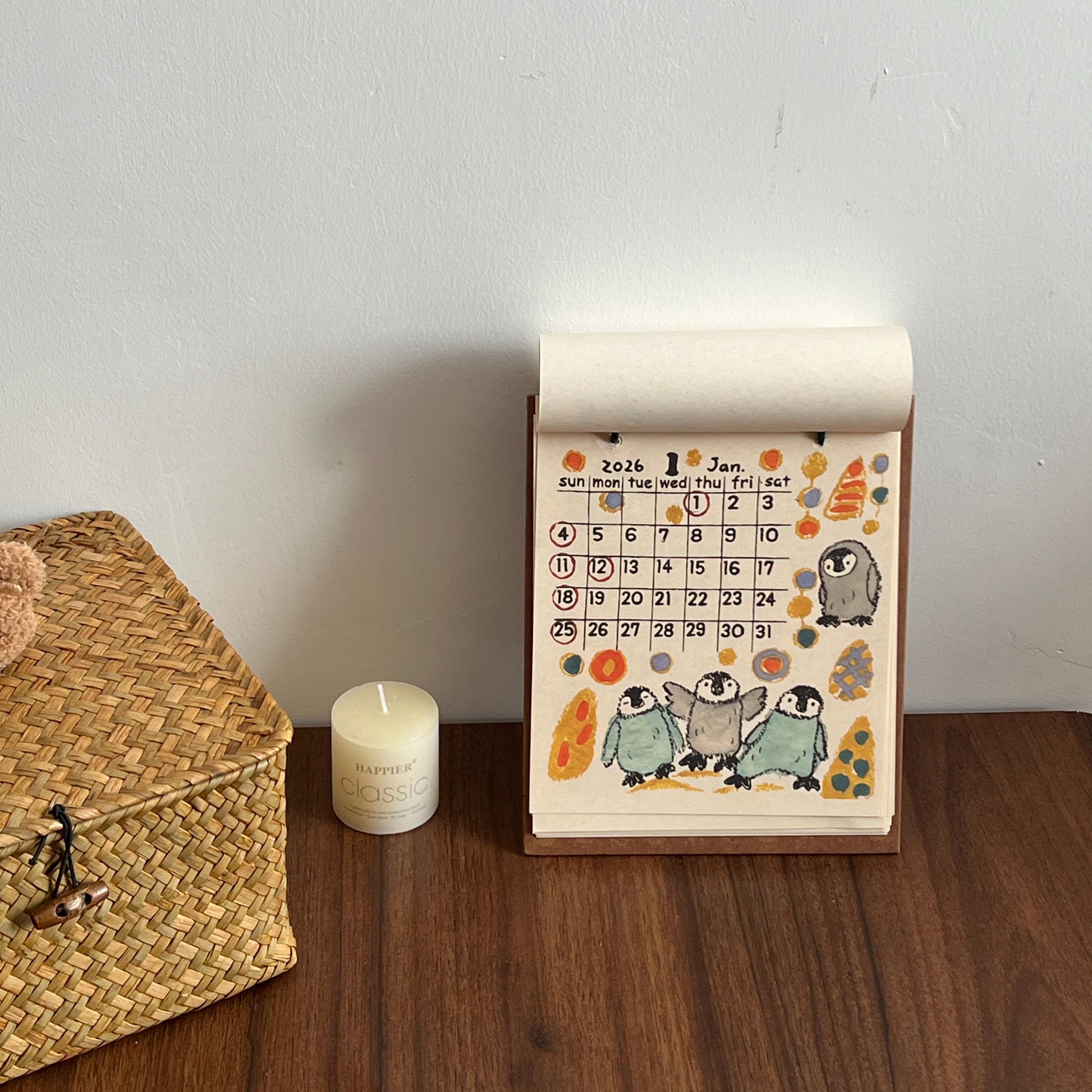 🗓️2026 Hand-Drawn Doodle Illustration Desk Calendar