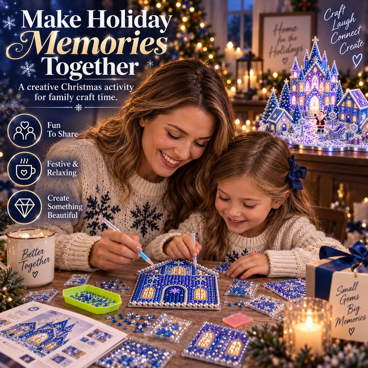 Family Christmas Gem Art Craft Activity