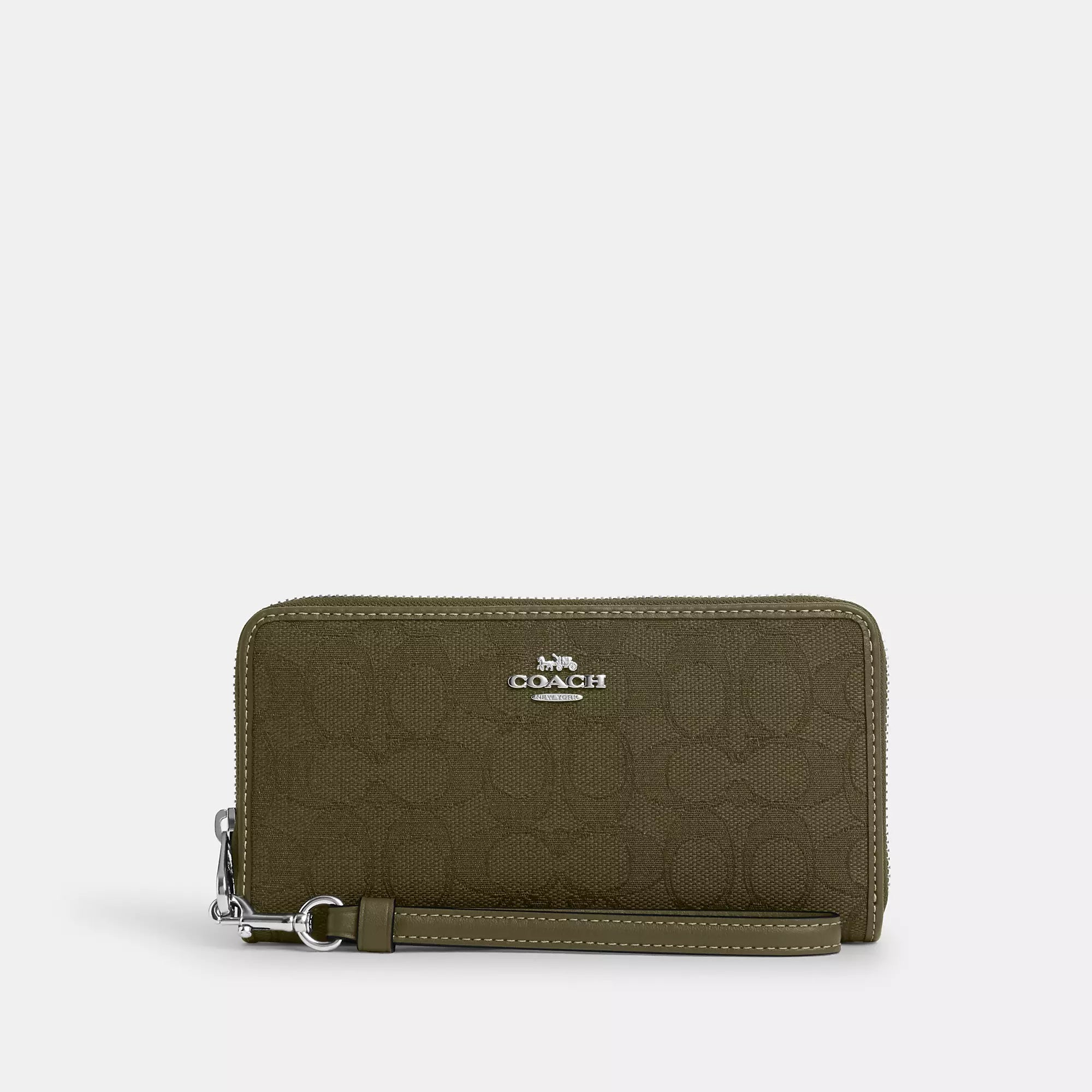 Coathtch Outlet Long Zip Around Wallet In Signature Jacquard