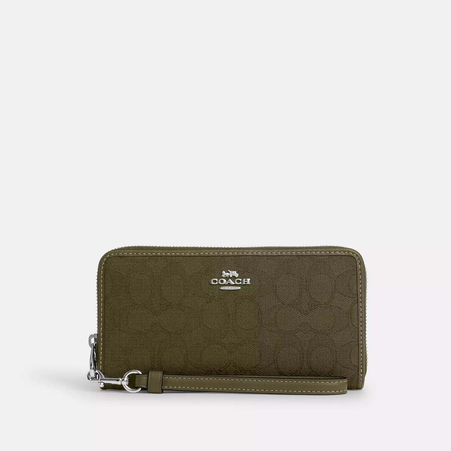 Coathtch Outlet Long Zip Around Wallet In Signature Jacquard