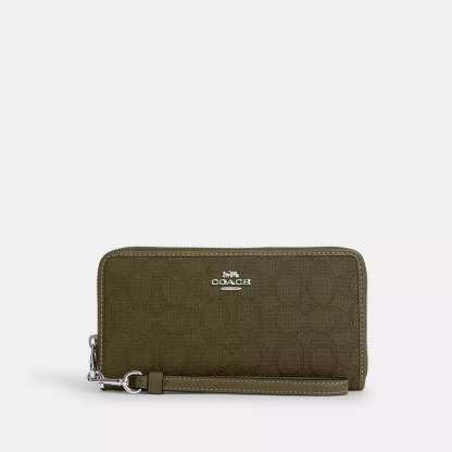 Coathtch Outlet Long Zip Around Wallet In Signature Jacquard