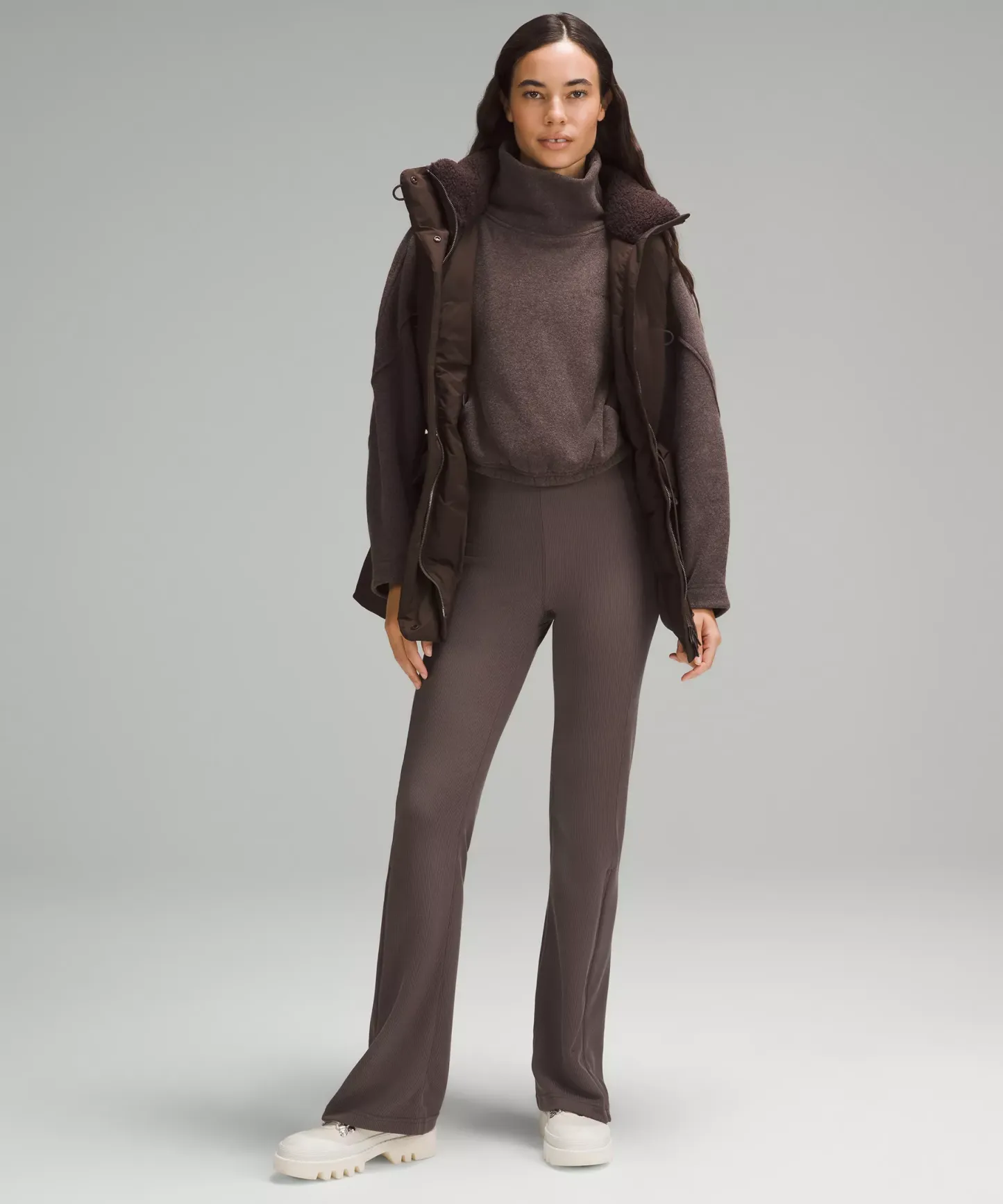 Brushed Softstreme Ribbed Zip Flared Pant 32.5"
