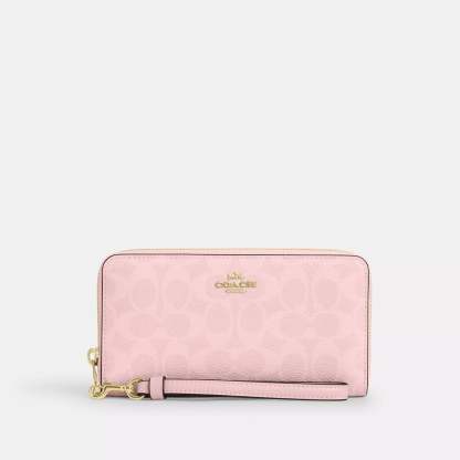 Coathtch Outlet Long Zip Around Wallet In Signature Canvas