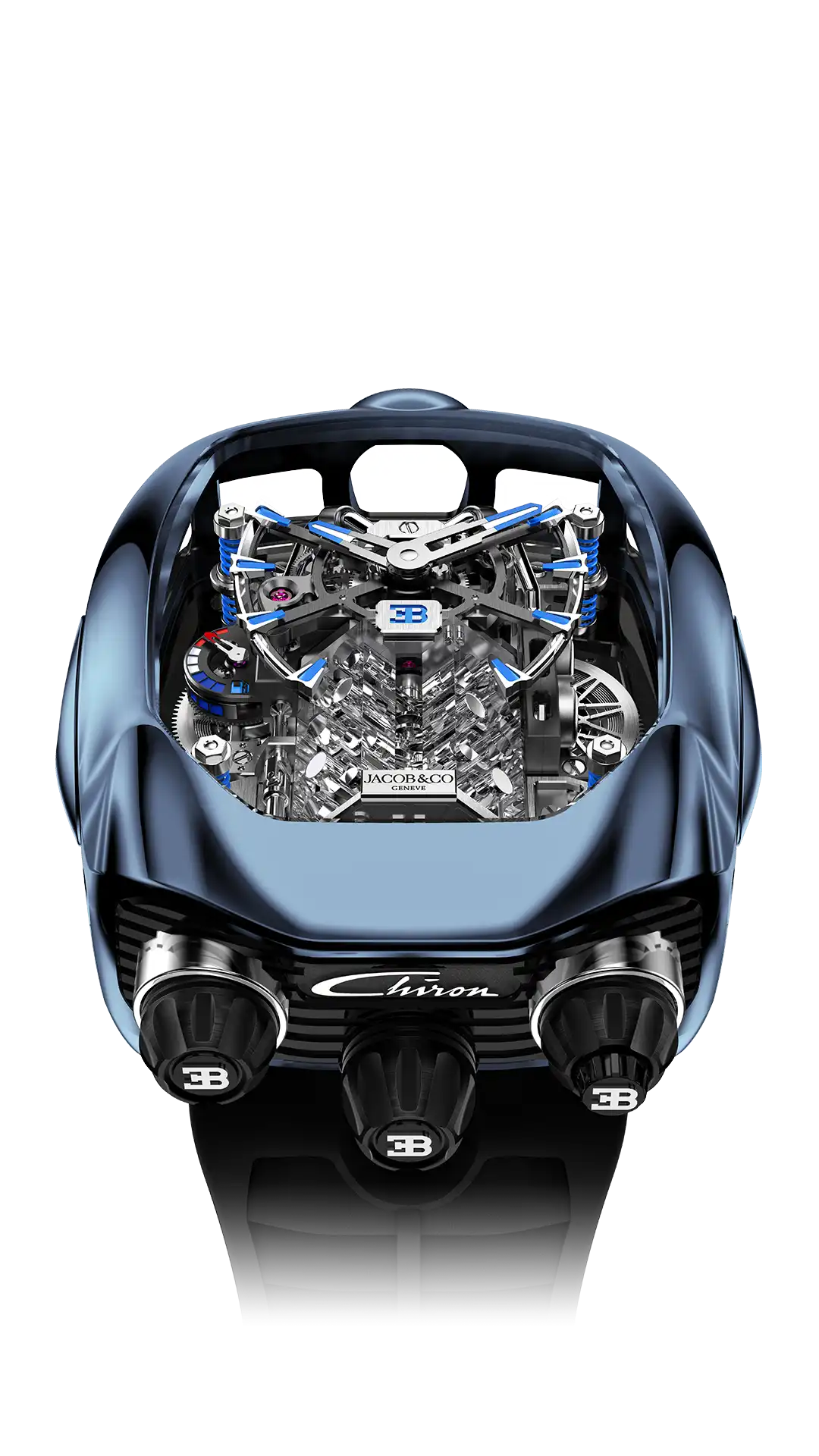 Bugthtatti Chiron Tourbillon BLUE TITANIUM | Jacthtob & Co.