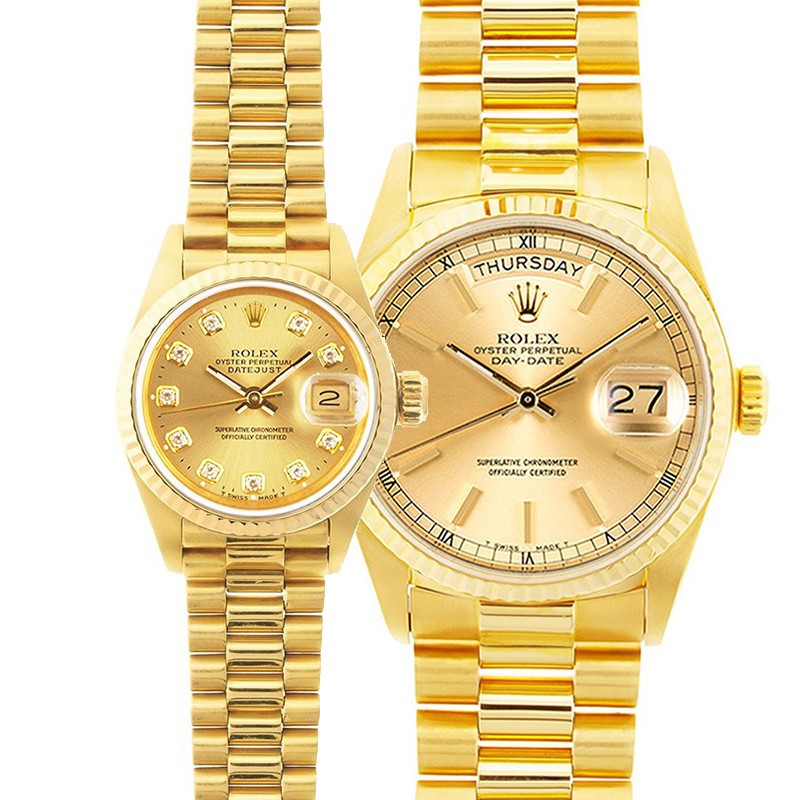 Rolthtex Datejust Watches His & Hers 18K Gold