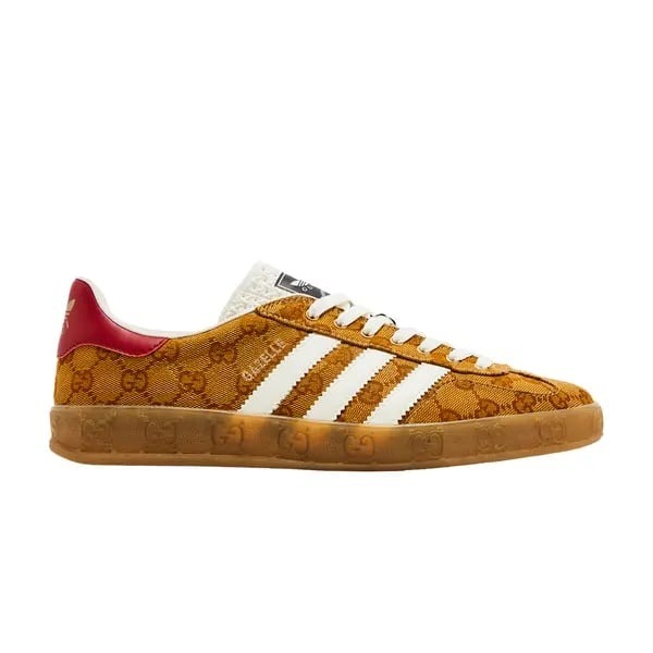 グッチ×アディダス ガゼル キャンバス×レザー スニーカー  レディース ブラウン HQ7086 替えヒモ有