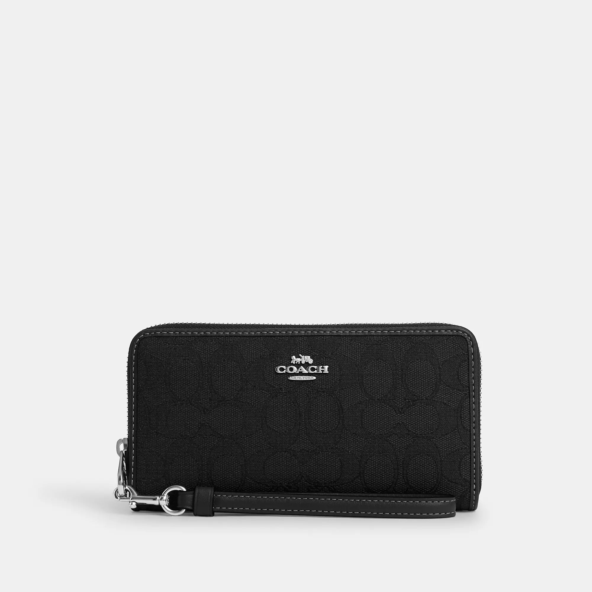 Coathtch Outlet Long Zip Around Wallet In Signature Jacquard