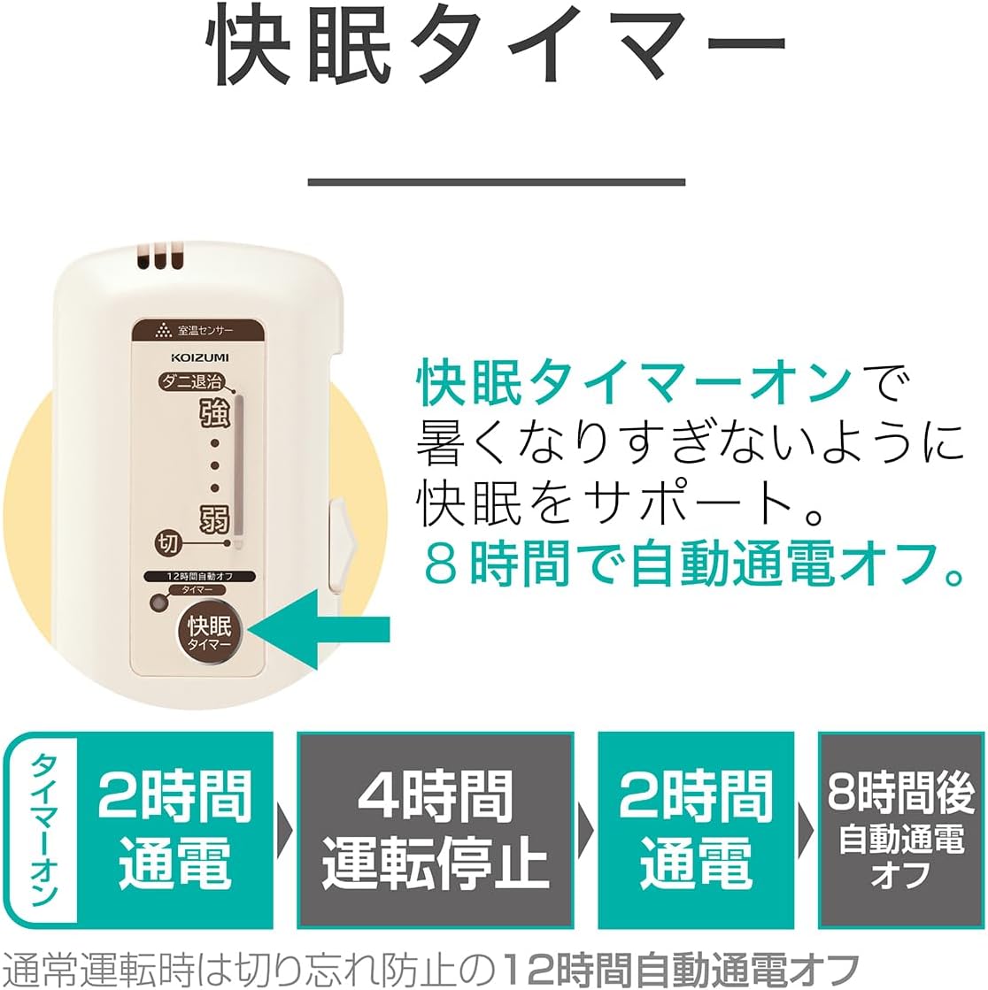 Koizumi KDS-40242 Electric Blanket, Bed Blanket, Washable, Heated Heating Wiring, Dust Mites, 51.2 x 31.5 inches (130 x 80 cm)