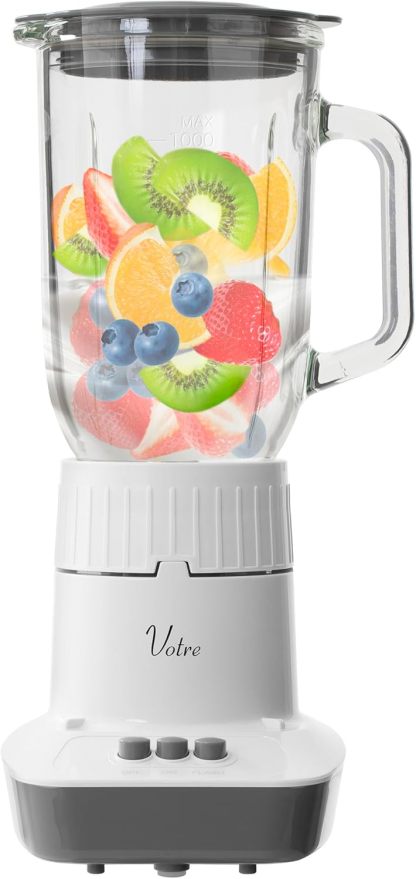 Yamazen MJB-T100(W) Juicer, Crushing Ice, Juice Blender, 33.8 fl oz (1,000 ml), Vegetables, Fruits, Smoothie, Lightweight, Blender, White