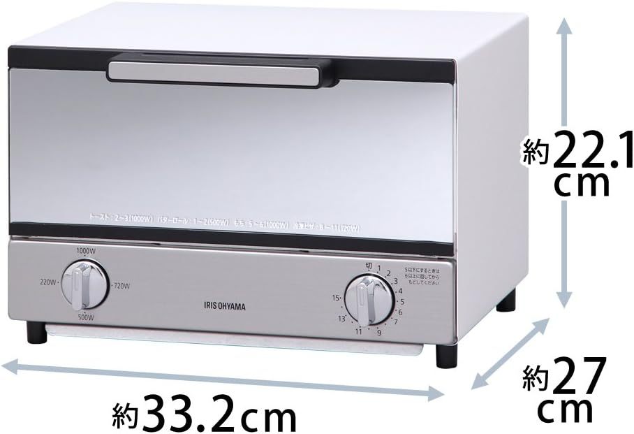 アイリスオーヤマ POT-412R-B トースター 4枚焼き 強火力 30分タイマー機能 オーブントースター ブラック