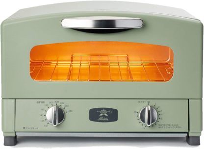 Aladdin AET-GS13C(G) Graphite Toaster Oven, 2-Slice Pan, Toasts Bread, Temperature Control Function, Timer Function, Far-Infrared Graphite, Green