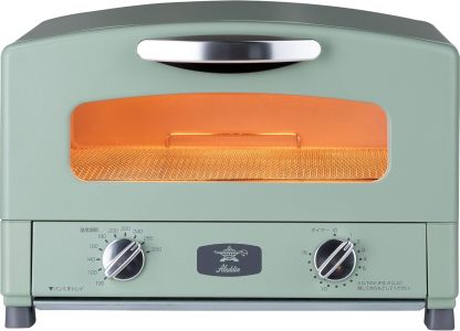 Aladdin AET-GS13C(G) Graphite Toaster Oven, 2-Slice Pan, Toasts Bread, Temperature Control Function, Timer Function, Far-Infrared Graphite, Green
