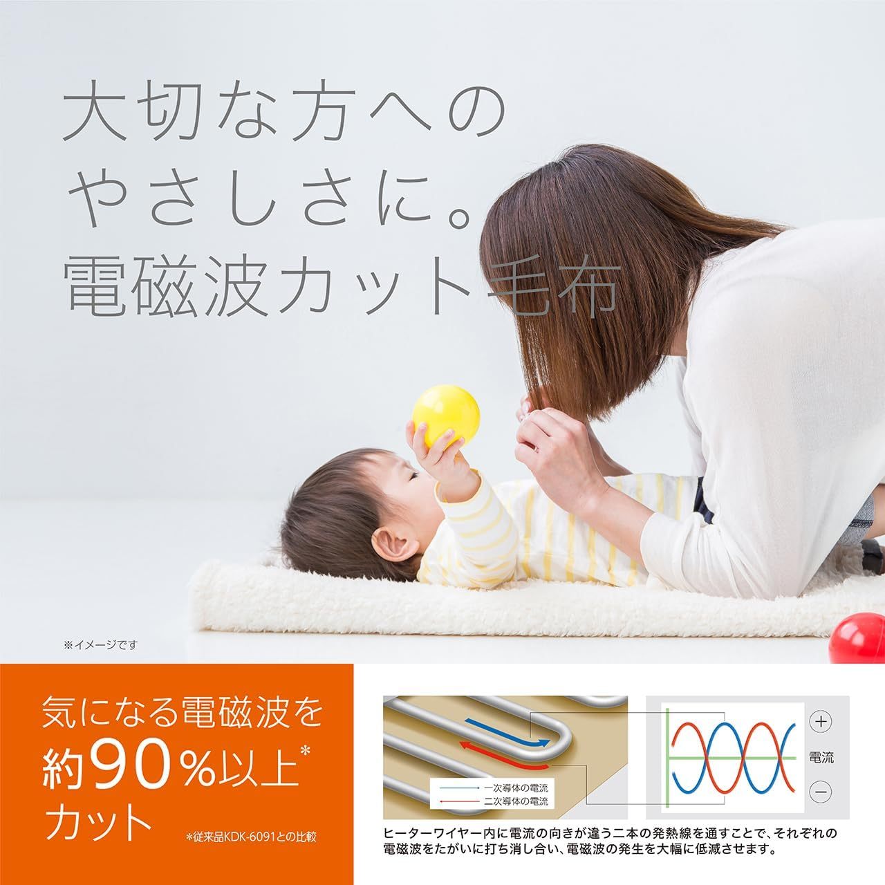 Koizumi KDS-40242 Electric Blanket, Bed Blanket, Washable, Heated Heating Wiring, Dust Mites, 51.2 x 31.5 inches (130 x 80 cm)