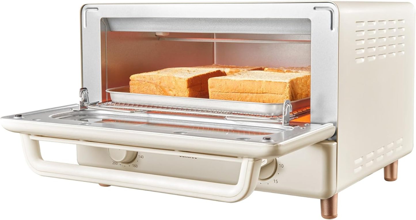 COMFEE' CF-AD081 Toaster Oven 8L Toaster, 2 Baking Tables, Timer Setting, Up to 176°F (80 - 230 °C) Stepless, Temperature Adjustment, 1000 W, Top and Bottom Firepower, Compact Design, Easy Care, Tray