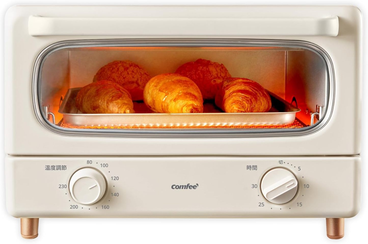 COMFEE' CF-AD081 Toaster Oven 8L Toaster, 2 Baking Tables, Timer Setting, Up to 176°F (80 - 230 °C) Stepless, Temperature Adjustment, 1000 W, Top and Bottom Firepower, Compact Design, Easy Care, Tray