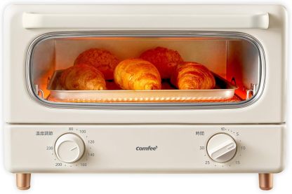 COMFEE' CF-AD081 Toaster Oven 8L Toaster, 2 Baking Tables, Timer Setting, Up to 176°F (80 - 230 °C) Stepless, Temperature Adjustment, 1000 W, Top and Bottom Firepower, Compact Design, Easy Care, Tray