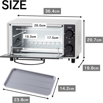 COMFEE' CF-AD081 Toaster Oven 8L Toaster, 2 Baking Tables, Timer Setting, Up to 176°F (80 - 230 °C) Stepless, Temperature Adjustment, 1000 W, Top and Bottom Firepower, Compact Design, Easy Care, Tray