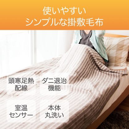 Koizumi KDS-40242 Electric Blanket, Bed Blanket, Washable, Heated Heating Wiring, Dust Mites, 51.2 x 31.5 inches (130 x 80 cm)
