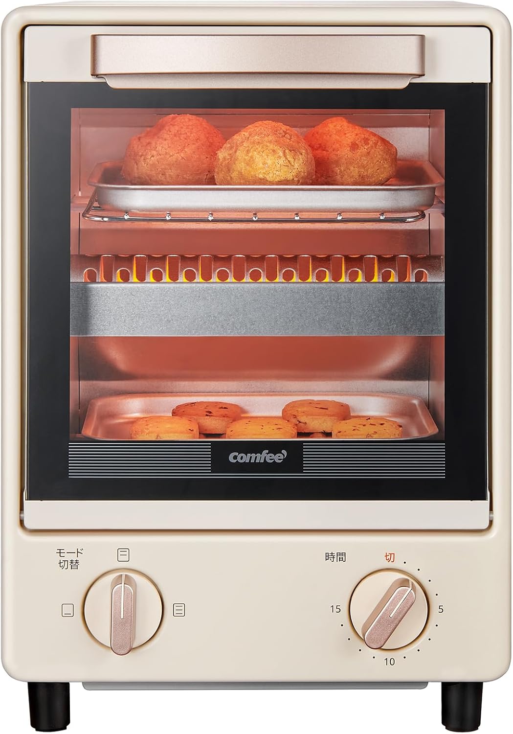 COMFEE' CF-AD081 Toaster Oven 8L Toaster, 2 Baking Tables, Timer Setting, Up to 176°F (80 - 230 °C) Stepless, Temperature Adjustment, 1000 W, Top and Bottom Firepower, Compact Design, Easy Care, Tray