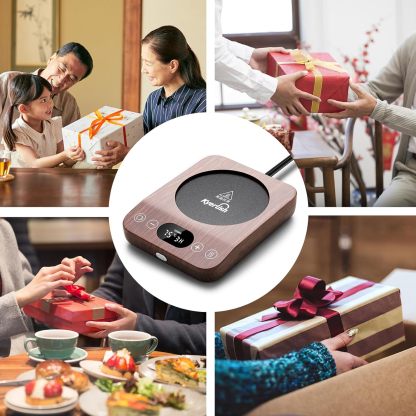 Kyerlish Cup Warmer, Coffee Warmer, Thermal Coaster, Mug Warmer, Drink Warmer, (New Present, 9 Temperature Settings, Up to 85°C), Gravity Sensor, Silent, Heat Retention, 1-9H Automatic Power Off,