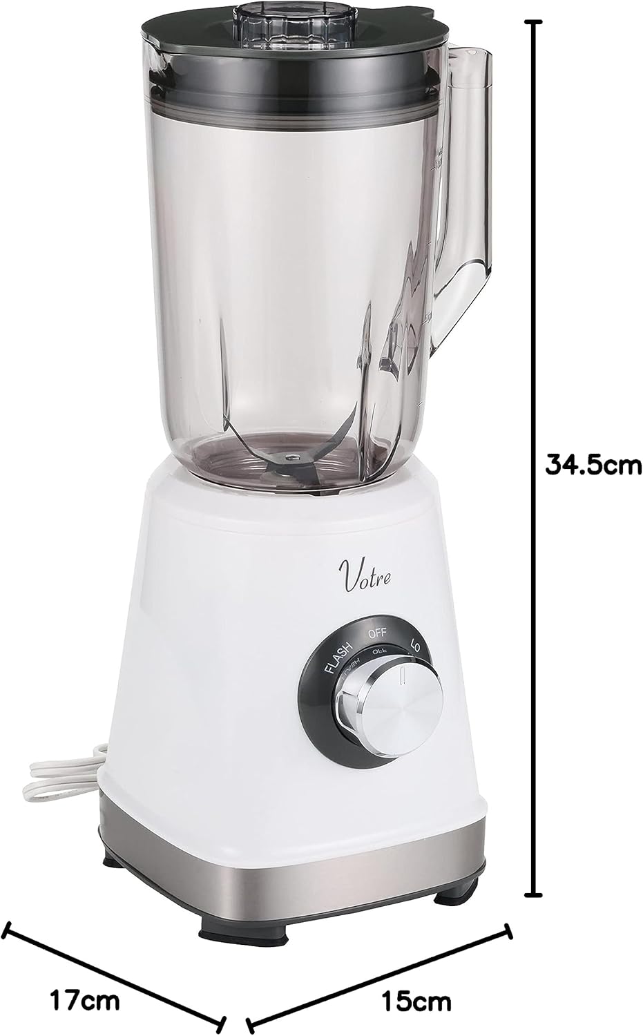 Yamazen MJB-T100(W) Juicer, Crushing Ice, Juice Blender, 33.8 fl oz (1,000 ml), Vegetables, Fruits, Smoothie, Lightweight, Blender, White