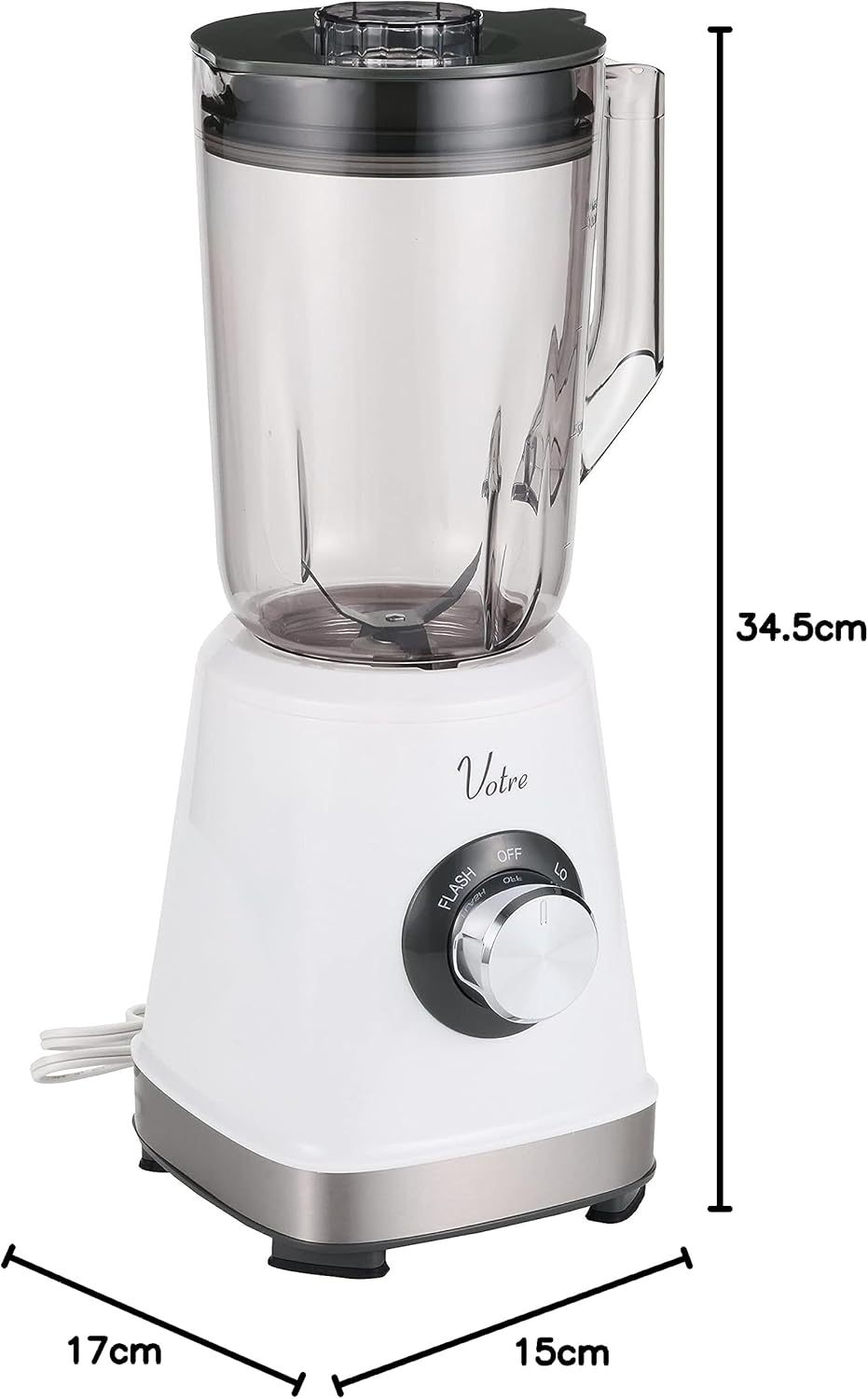 Yamazen MJB-T100(W) Juicer, Crushing Ice, Juice Blender, 33.8 fl oz (1,000 ml), Vegetables, Fruits, Smoothie, Lightweight, Blender, White