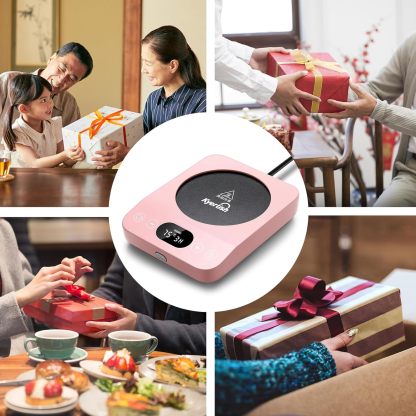 Kyerlish Cup Warmer, Coffee Warmer, Thermal Coaster, Mug Warmer, Drink Warmer, (New Present, 9 Temperature Settings, Up to 85°C), Gravity Sensor, Silent, Heat Retention, 1-9H Automatic Power Off,
