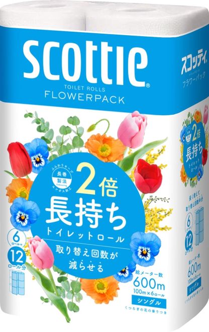 Scotty Flower Pack, 3 Times Longer, 4 Rolls of Toilet (150 m), Single