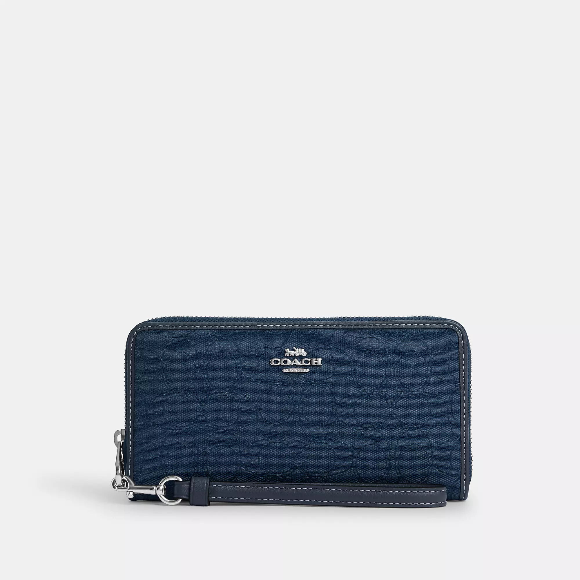 Coathtch Outlet Long Zip Around Wallet In Signature Jacquard