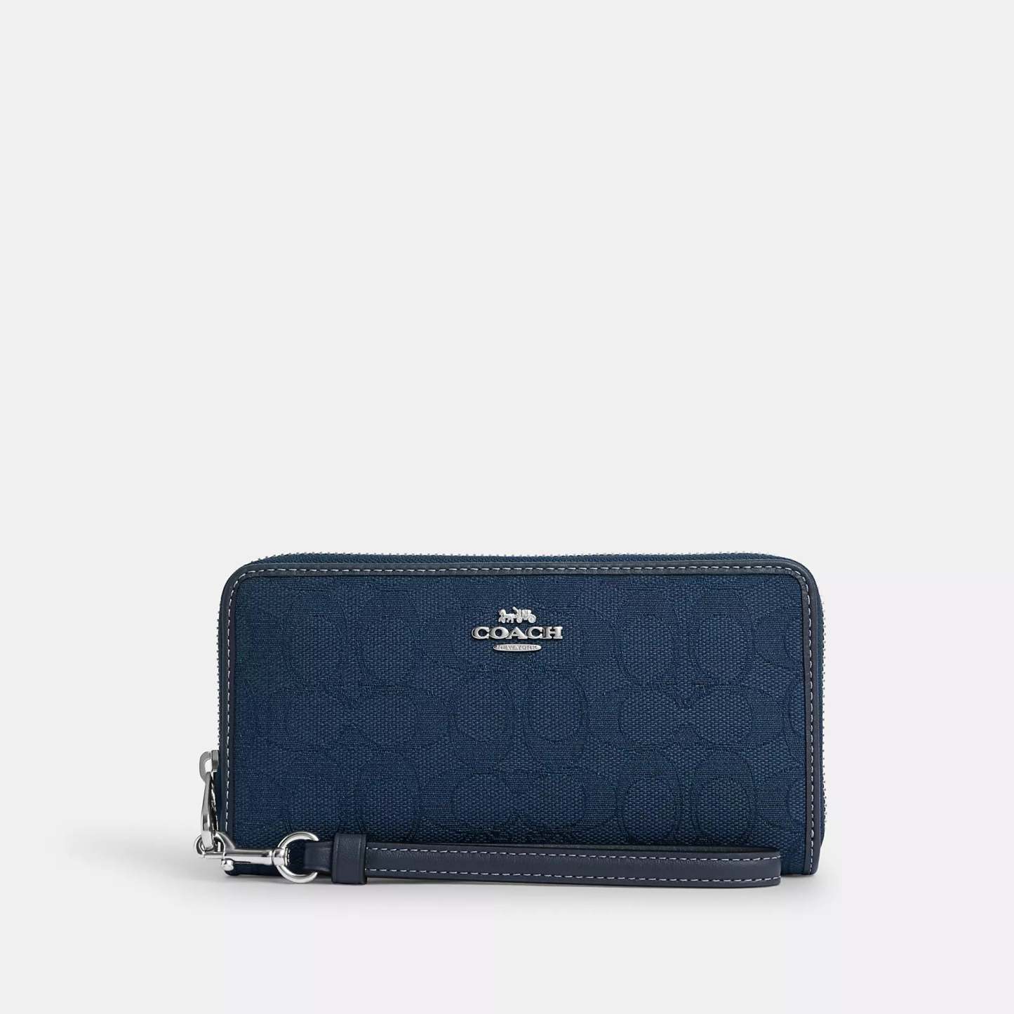 Coathtch Outlet Long Zip Around Wallet In Signature Jacquard