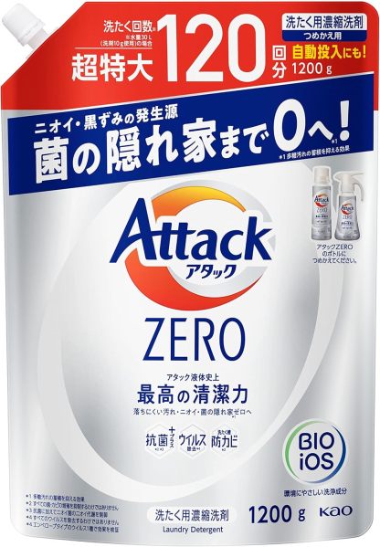 アタックゼロ 洗濯用洗剤 液体 アタックリキッド 史上最高の清潔感 (大容量) つめかえ用 1200g