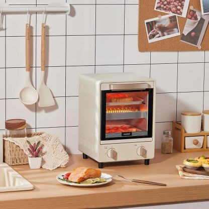 COMFEE' CF-AD081 Toaster Oven 8L Toaster, 2 Baking Tables, Timer Setting, Up to 176°F (80 - 230 °C) Stepless, Temperature Adjustment, 1000 W, Top and Bottom Firepower, Compact Design, Easy Care, Tray