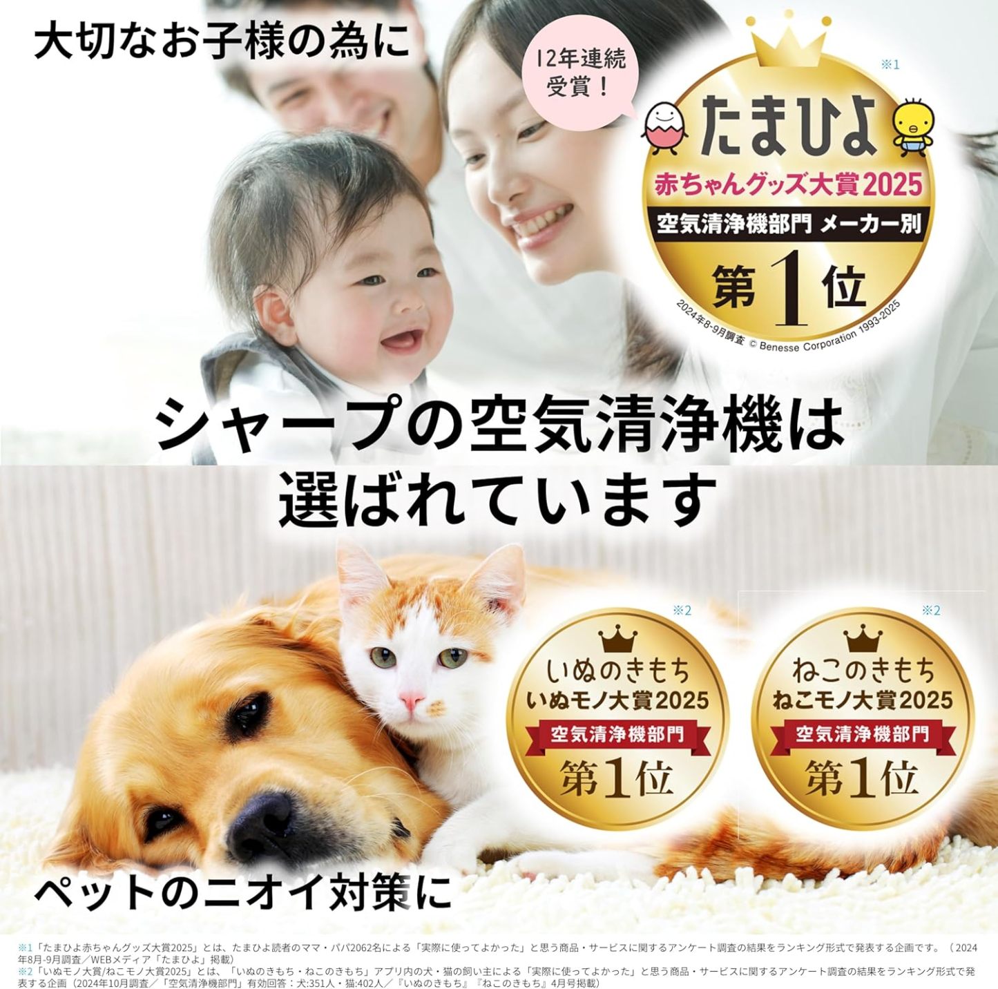 KC-S50-W Sharp Humidified Air Purifier, Plasmacluster 7000 Air Purifier, 23 Tatami Mats, White, Tank Capacity: Approx. 0.8 gal (2.5 L), Maximum Humidification Capacity 16.9 fl oz (500 ml)