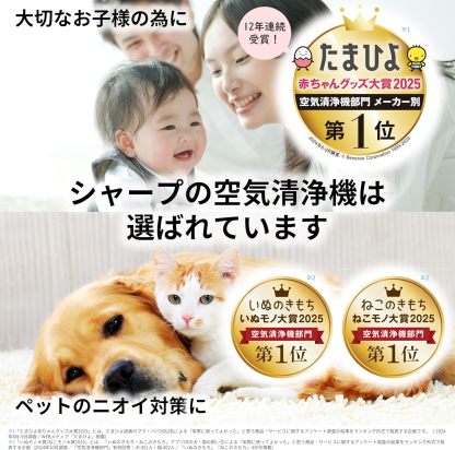 KC-S50-W Sharp Humidified Air Purifier, Plasmacluster 7000 Air Purifier, 23 Tatami Mats, White, Tank Capacity: Approx. 0.8 gal (2.5 L), Maximum Humidification Capacity 16.9 fl oz (500 ml)