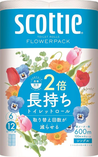 Scotty Flower Pack, 3 Times Longer, 4 Rolls of Toilet (150 m), Single