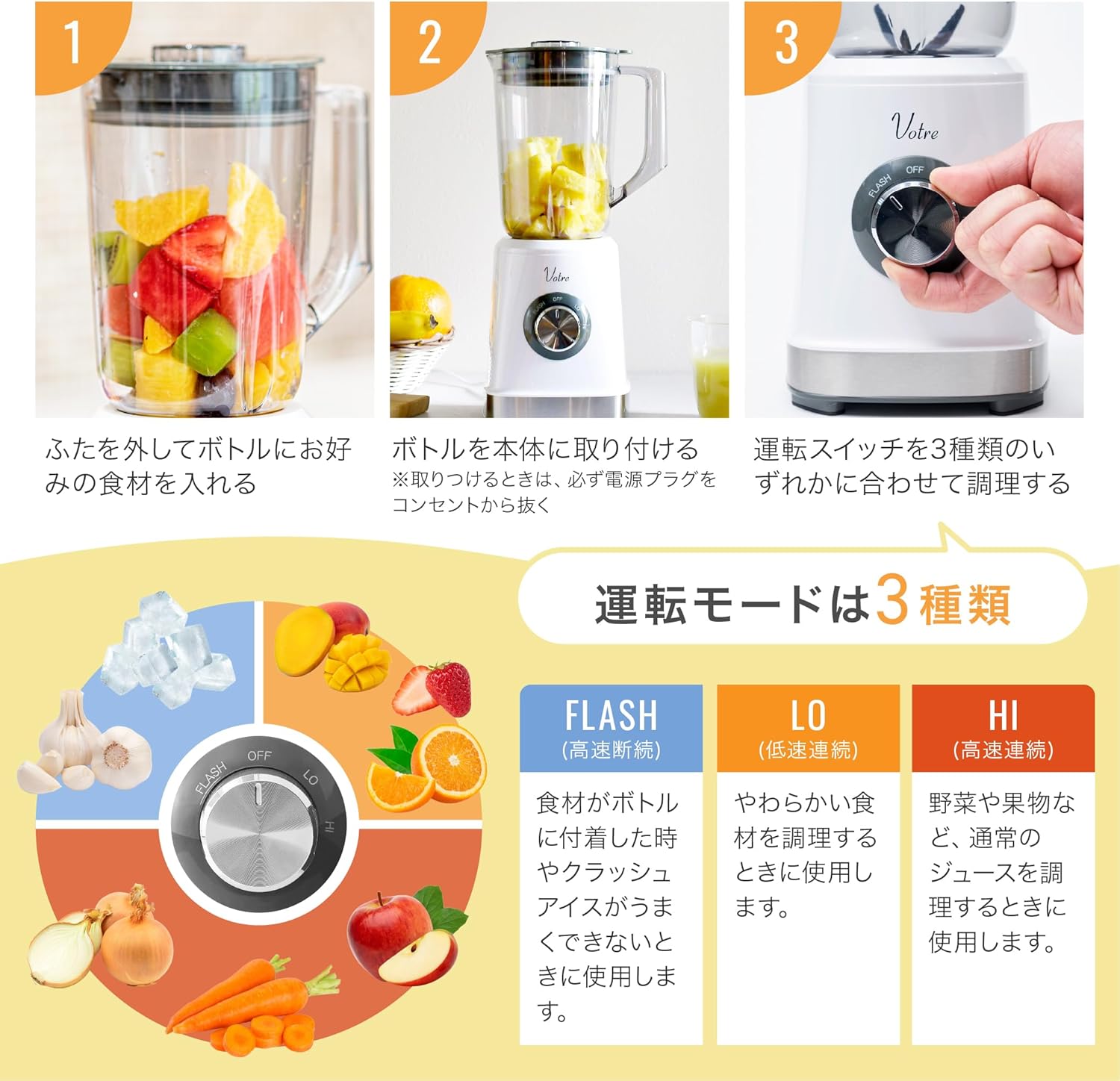 Yamazen MJB-T100(W) Juicer, Crushing Ice, Juice Blender, 33.8 fl oz (1,000 ml), Vegetables, Fruits, Smoothie, Lightweight, Blender, White