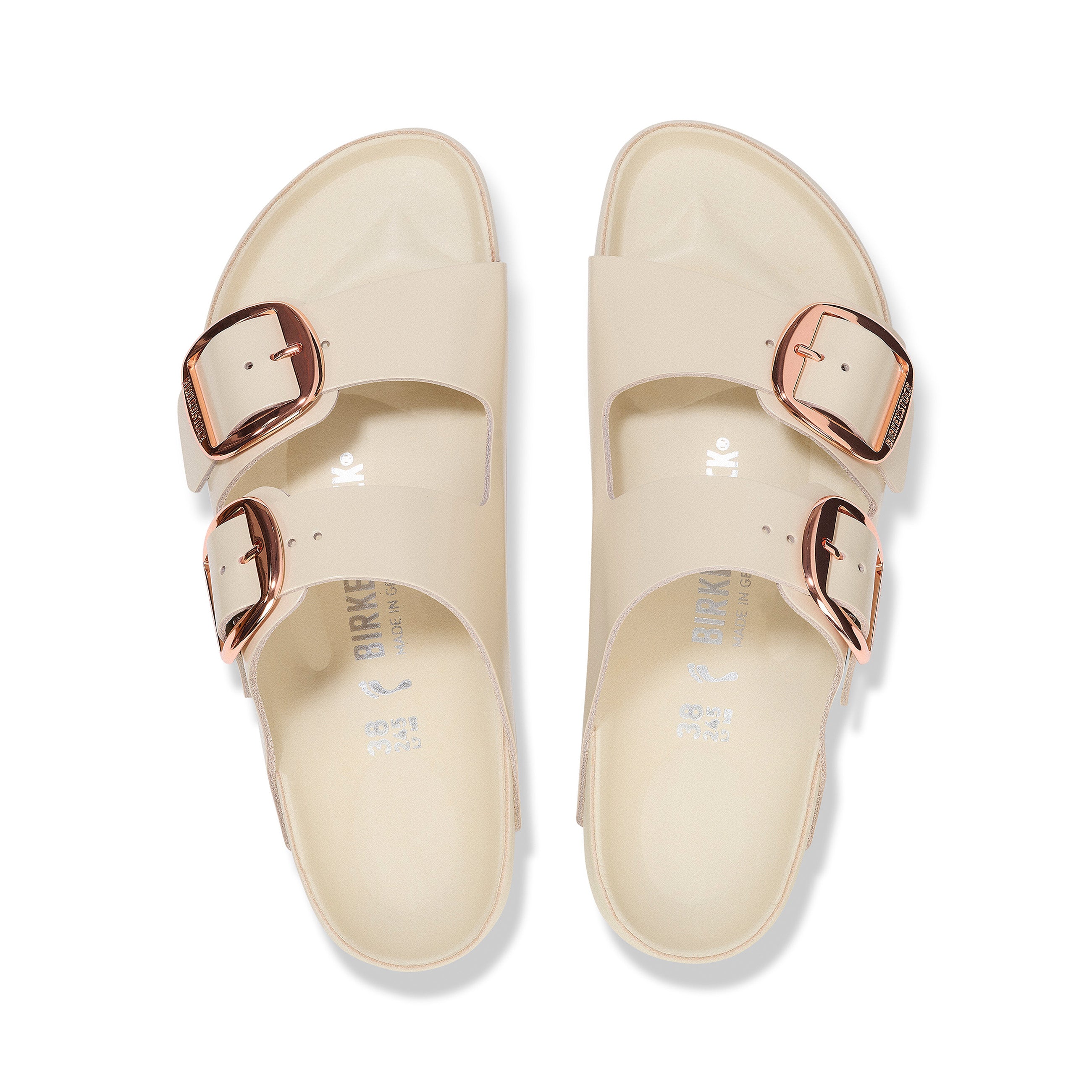 Arizona Big Buckle Exquisite High Shine Ecru Natural Leather Patent