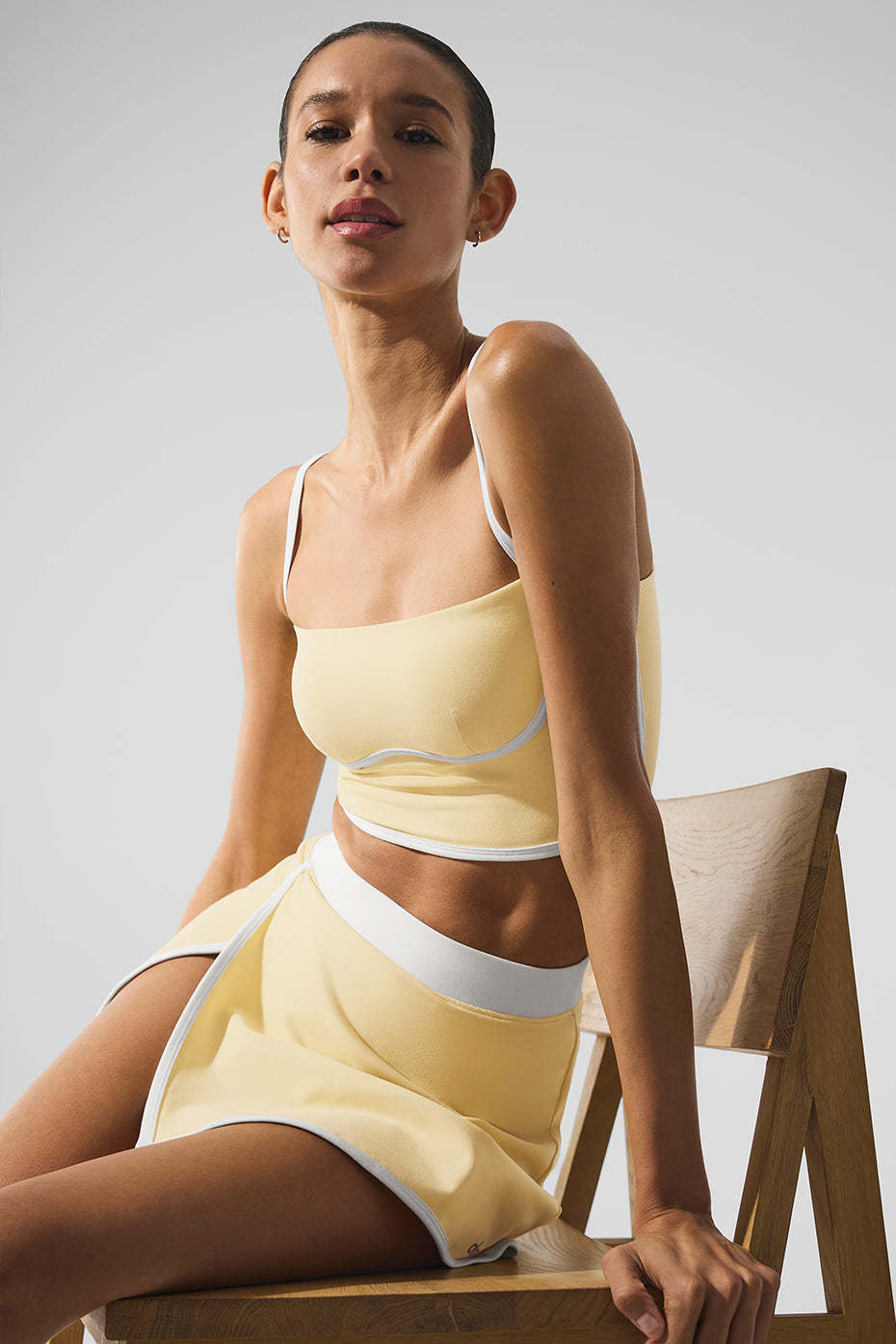Airbrush Streamlined Bra Tank - Warm Butter/White