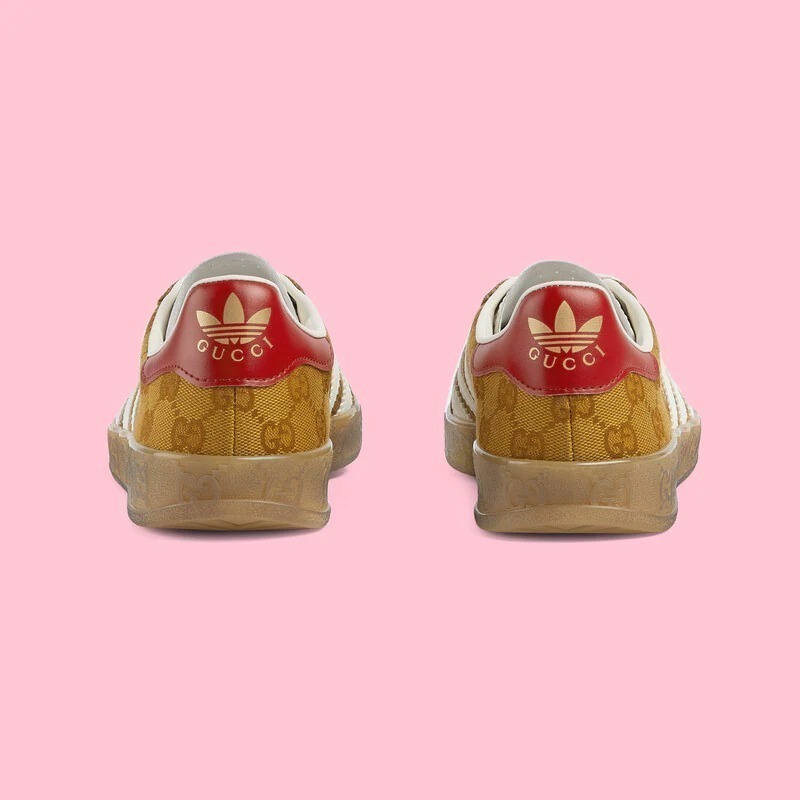 グッチ×アディダス ガゼル キャンバス×レザー スニーカー  レディース ブラウン HQ7086 替えヒモ有
