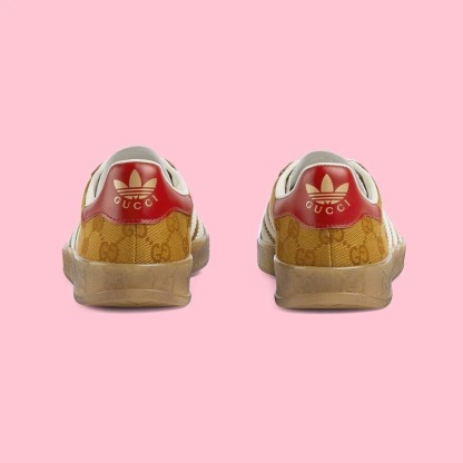 グッチ×アディダス ガゼル キャンバス×レザー スニーカー  レディース ブラウン HQ7086 替えヒモ有
