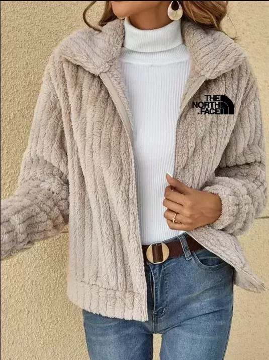 2024 SHORT JACKET LAPEL ZIPPER WINTER COAT WARM PLUSH FLEECE ZIPPER CASUAL COAT