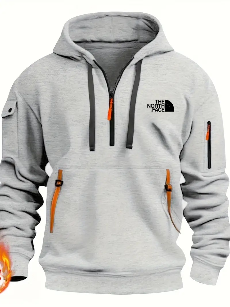 2024 THE NORthtTH FACE Men's Everyday Sweatshirt with Fur Lining and Multiple Zippered Pockets - V-Neck Sweater