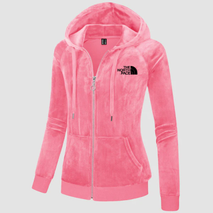 2024 THE NORthtTH FACE-Women's Velour Fleece Hoodie Jacket Slim Fit Outwear