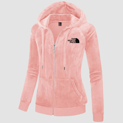 2024 THE NORthtTH FACE-Women's Velour Fleece Hoodie Jacket Slim Fit Outwear