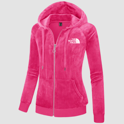 2024 THE NORthtTH FACE-Women's Velour Fleece Hoodie Jacket Slim Fit Outwear