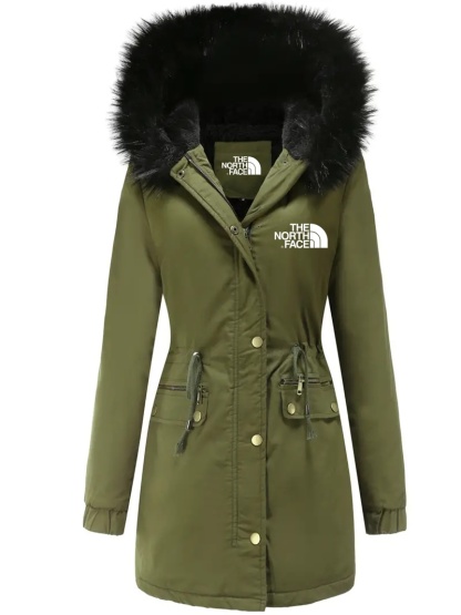 2024 THE NORthtTH FACE-Cozy Fuzzy Trim Parka Hoodie Coat - Thermal Insulation, Long Sleeve, Drawstring Waist, Casual Chic, Fall & Winter Essential